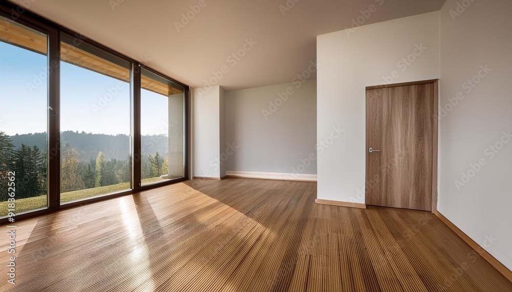 Unfurnished modern room with wooden floor Unfurnished modern room with wooden floor