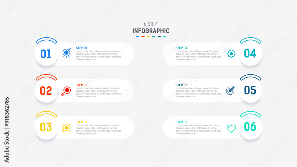 Business infographics design for Six Step, option, parts or process ...