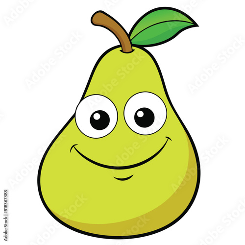 Simple Pear Fruit Vector Illustration on White Background