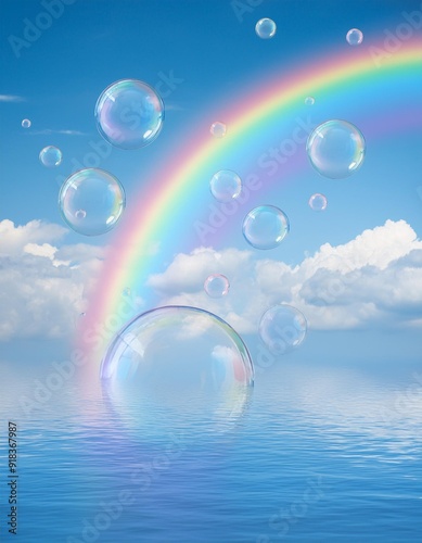 rainbow bubble clean 3d art wallpaper design