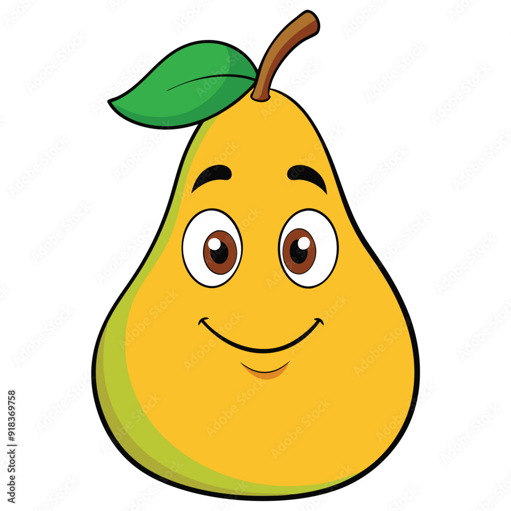 Simple Pear Fruit Vector Illustration on White Background Simple Pear Fruit Vector Illustration on White Background