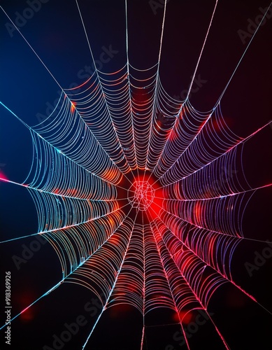 Spider web with rgb laser lights, creative artwork for design