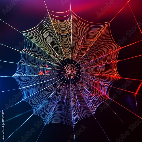 Spider web with rgb laser lights, creative artwork for design