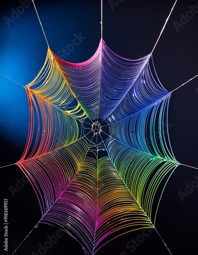 Spider web with rgb laser lights, creative artwork for design