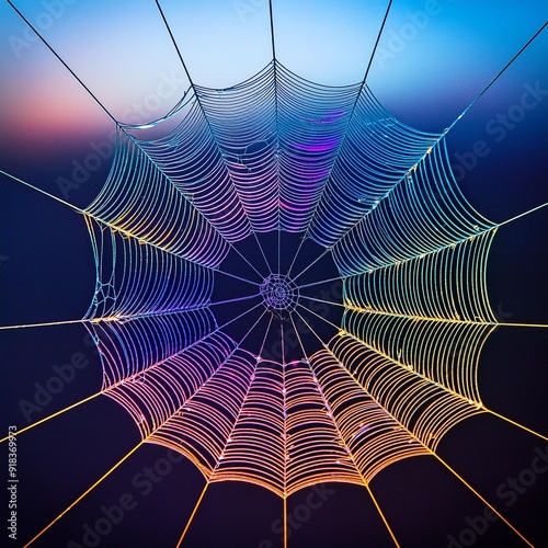 Spider web with rgb laser lights, creative artwork for design