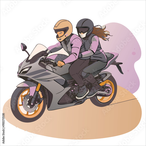 motorcycle with family vector