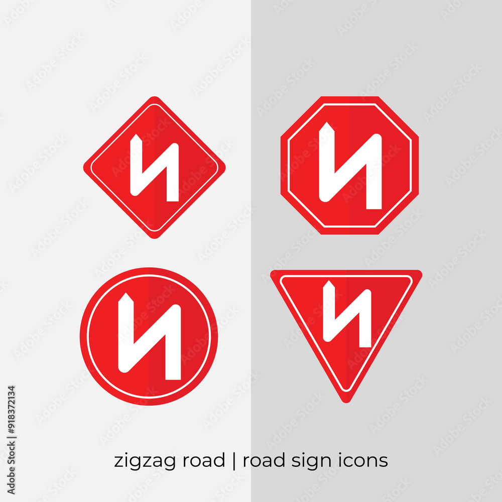 different zigzag road road sign vector collection in red icons.eps different zigzag road road sign vector collection in red icons.eps