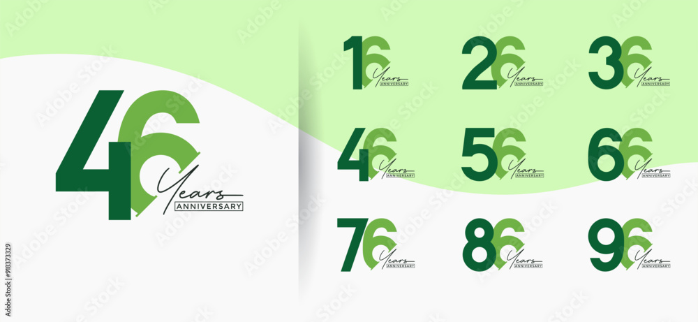 anniversary logo style set with green color can be use for celebration moment anniversary logo style set with green color can be use for celebration moment