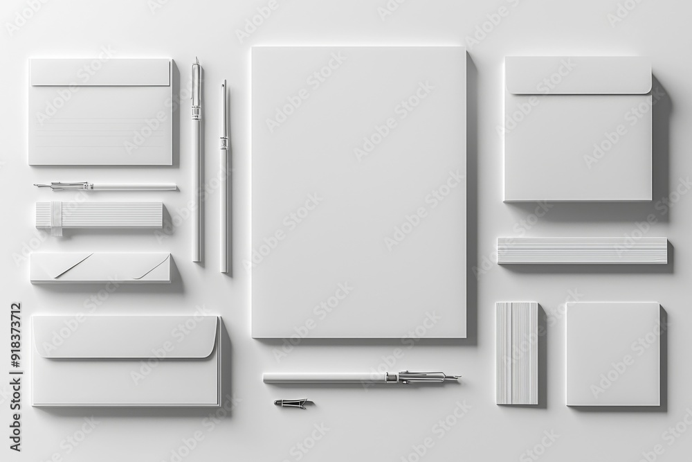 Realistic blank stationery set mockup isolated created with generative ai Realistic blank stationery set mockup isolated created with generative ai