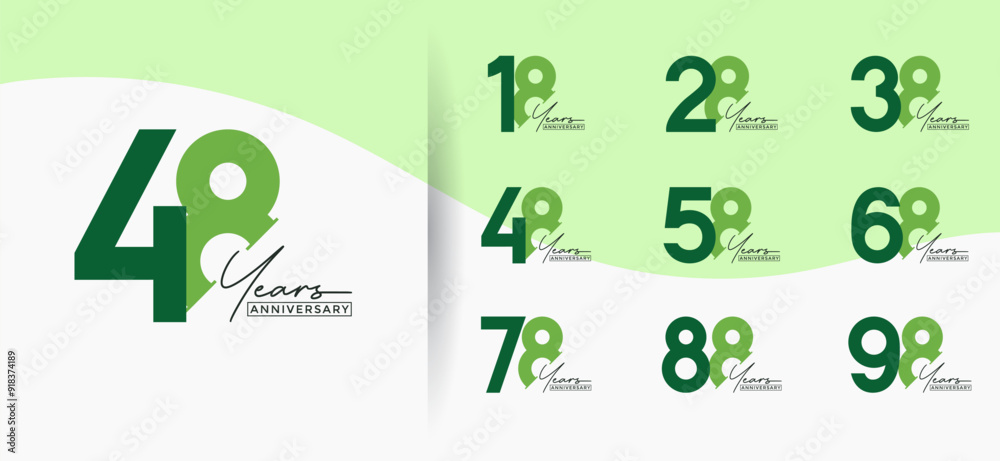 anniversary logo style set with green color can be use for celebration moment anniversary logo style set with green color can be use for celebration moment