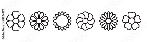 Line icons about flowers. Thin line icon set. Icon set of flower, Symbol collection in transparent background. 