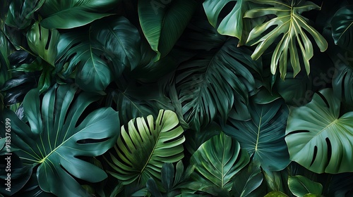 Wallpaper Mural Lush Green Tropical Leaves Background Torontodigital.ca
