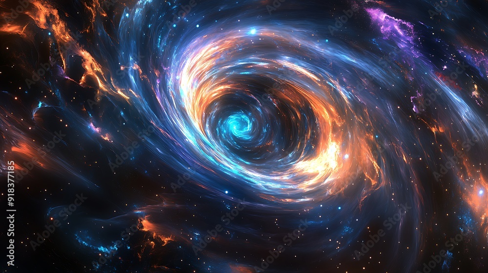 Fototapeta premium A Cosmic Whirlpool with Glowing Streams of Light and Stars