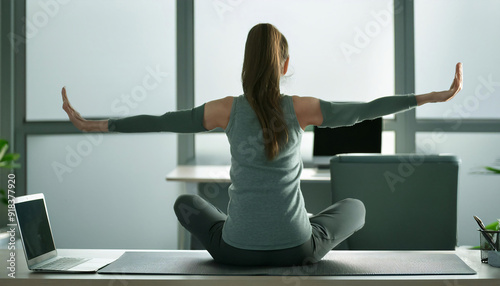 Corporate Yoga Near Business Desk  photo