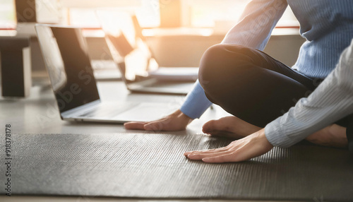 Corporate Yoga Near Business Desk  photo