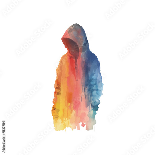 abstract color silhouette of hacker vector illustration in watercolor style