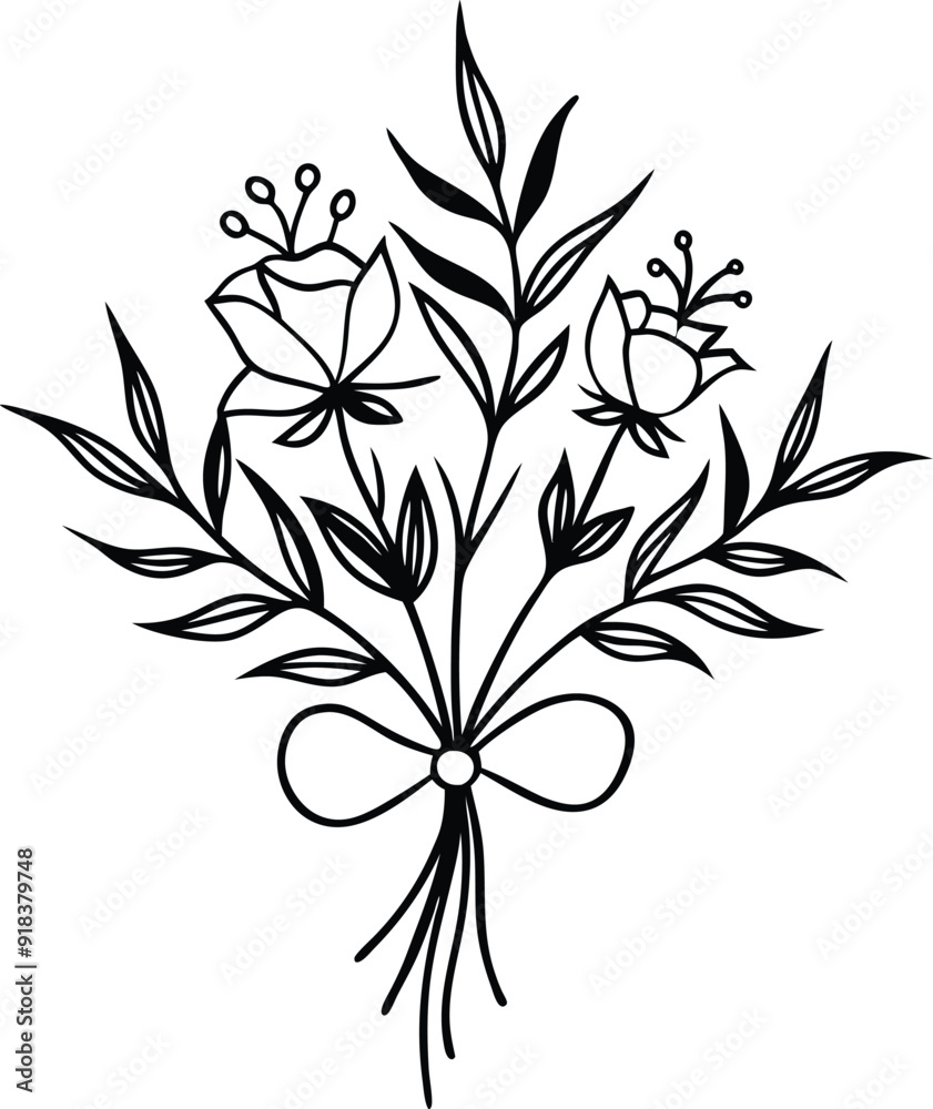 Hand drawn botanical floral branch illustration Hand drawn botanical floral branch illustration