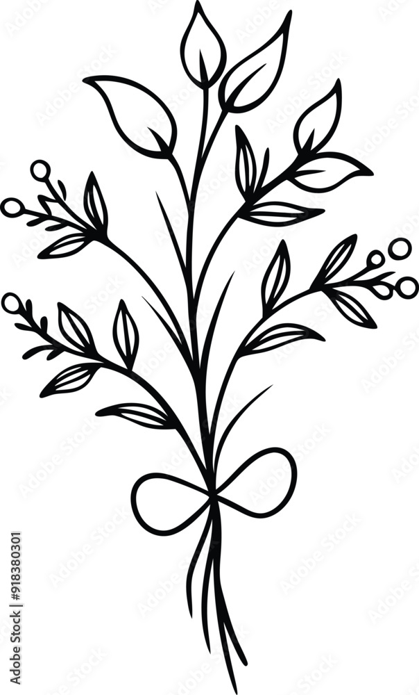 Hand drawn botanical floral branch illustration Hand drawn botanical floral branch illustration