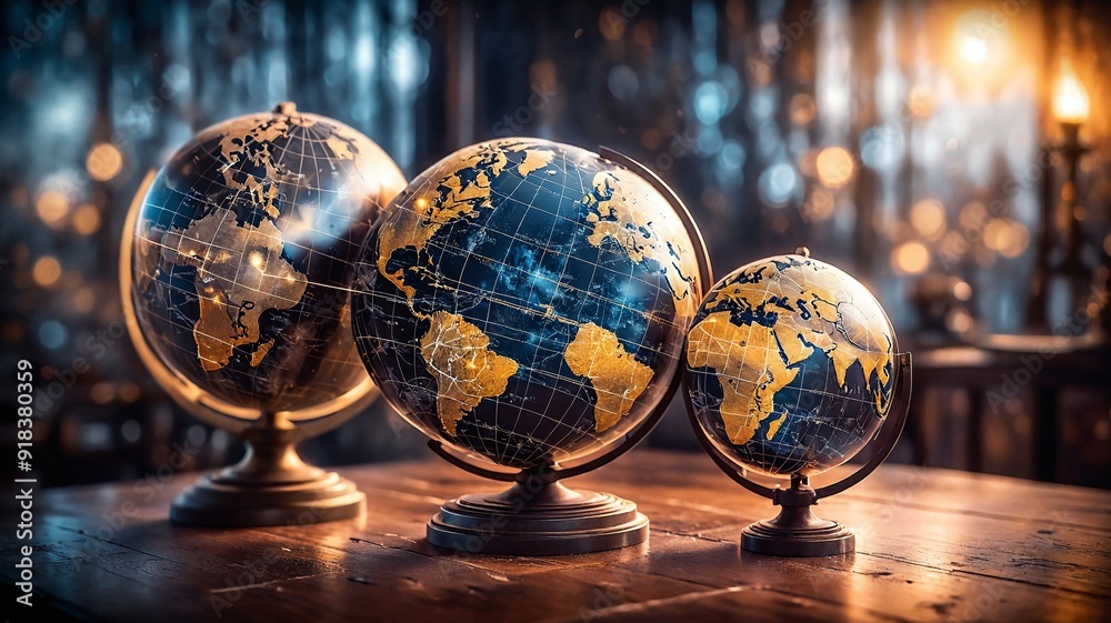 Globes on Table Globes on Table
