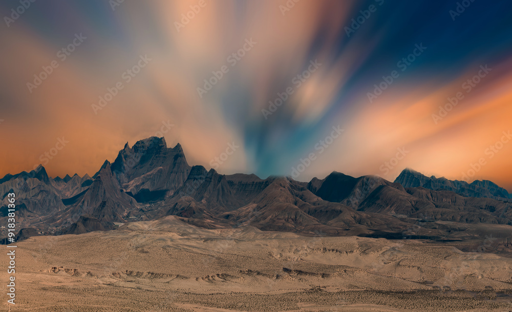 Naklejka premium Mountain Range at Sunset