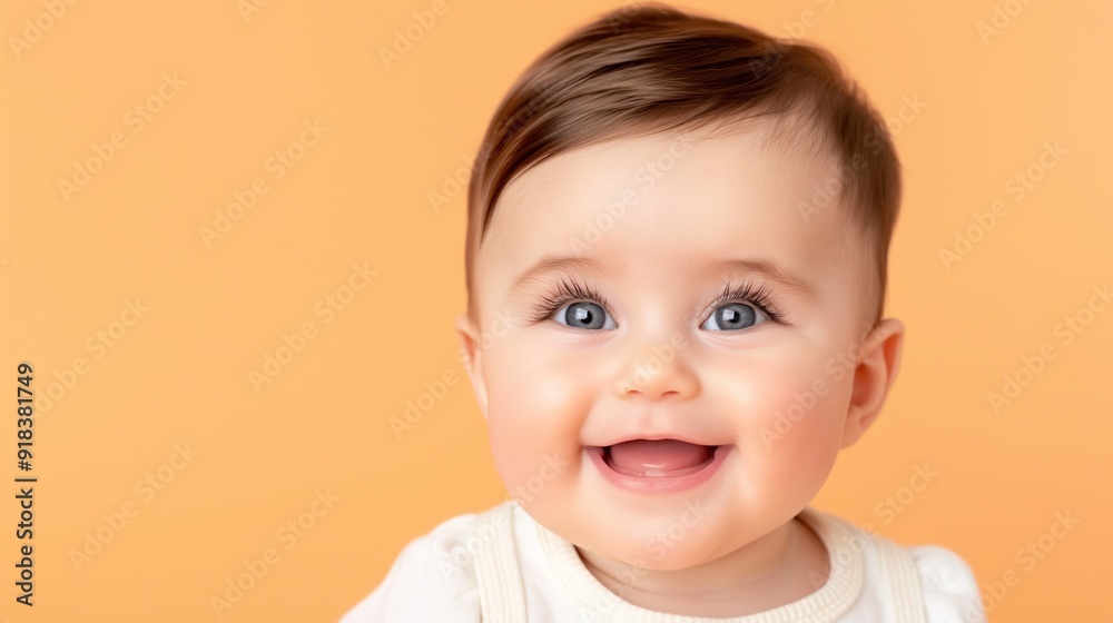 A close up baby portrait with smile on his face. A close up baby portrait with smile on his face.