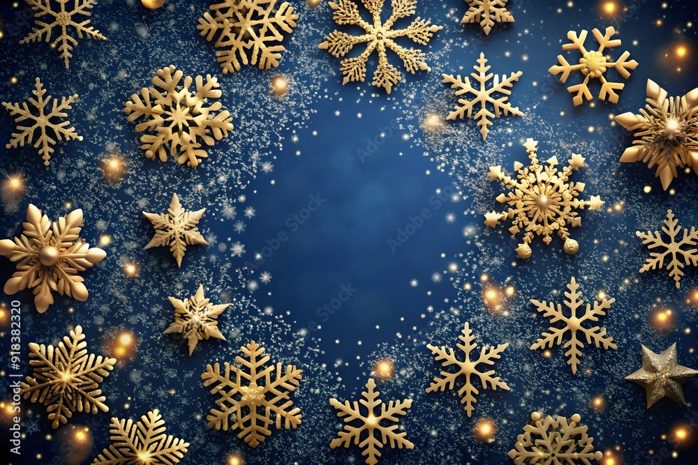 Christmas background with glitter snowflakes and falling particles. Merry Christmas and Happy New Year banner. Luxury festive greeting card. Sparkling golden snowflakes. Panoramic Christmas background Christmas background with glitter snowflakes and falling particles. Merry Christmas and Happy New Year banner. Luxury festive greeting card. Sparkling golden snowflakes. Panoramic Christmas background