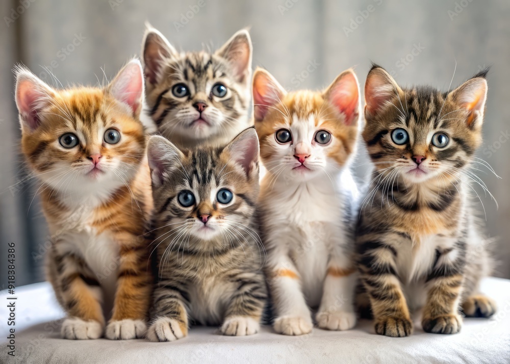 Adorable assortment of tiny felines displaying a range of emotions from