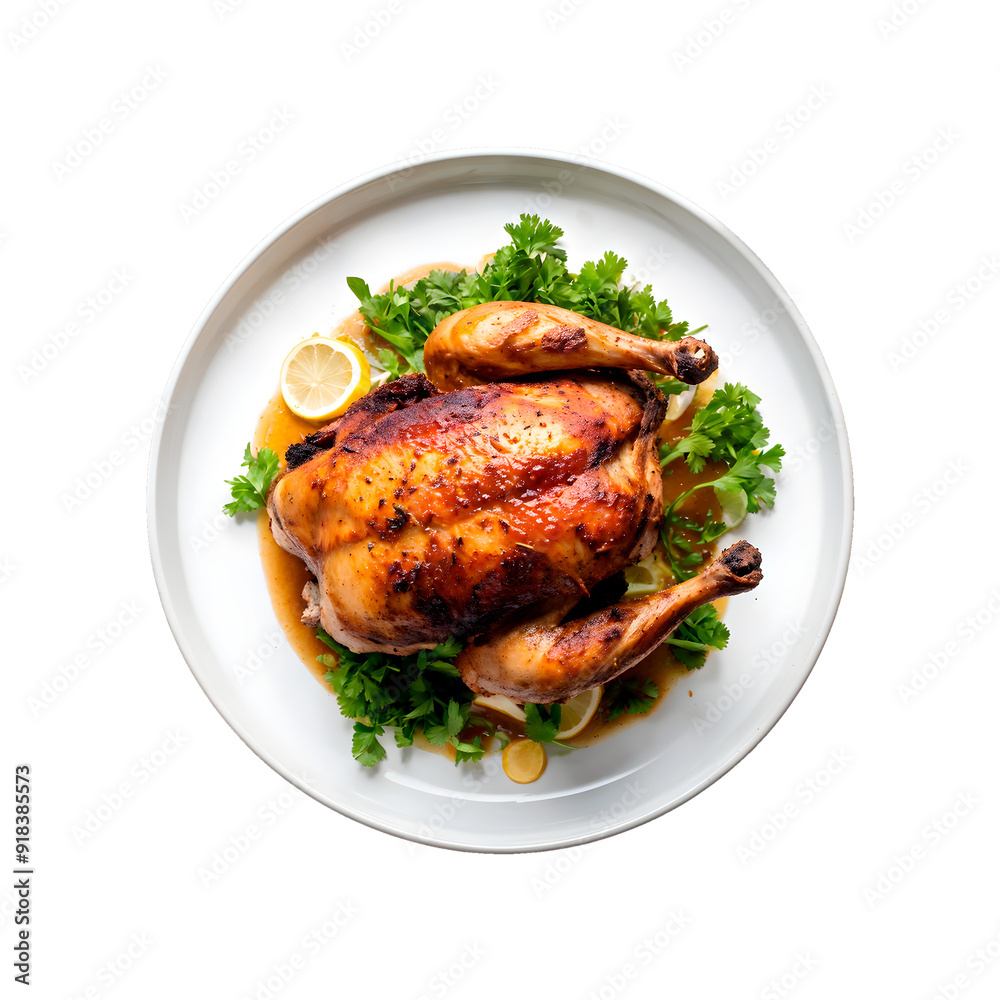 Grilled chicken with vegetables on transparent background Grilled chicken with vegetables on transparent background