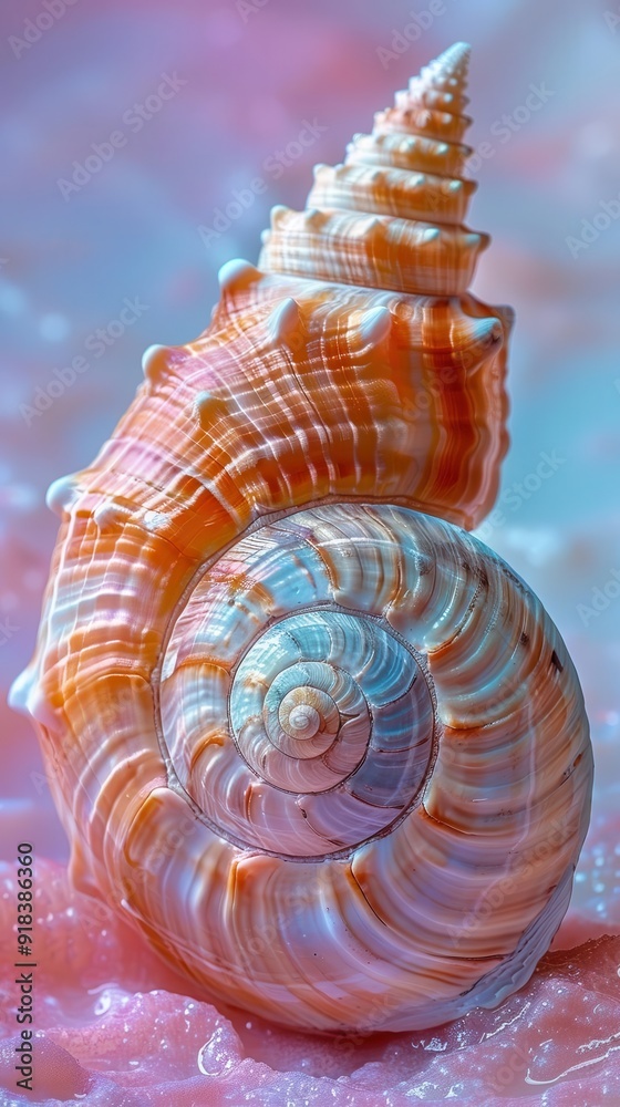 A beautiful, intricate shell resting on a soft, pink surface, showcasing stunning colors and delicate patterns of nature. A beautiful, intricate shell resting on a soft, pink surface, showcasing stunning colors and delicate patterns of nature.