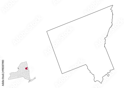 Warren County map. New York map. USA photo