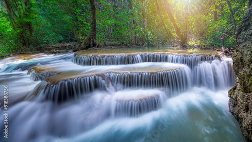 Fototapeta Naklejka Na Ścianę i Meble -  Beauty in nature, amazing waterfall in tropical forest of national park, Thailand