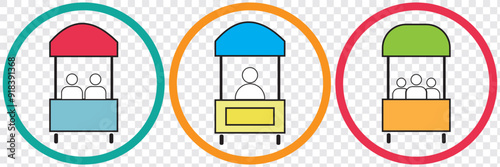 Sales booth vector icon, promo stand symbol. flat style. sales booth icon template black for your web site design, logo, app, UI. stand symbol. promo stand sign. EPS 10.