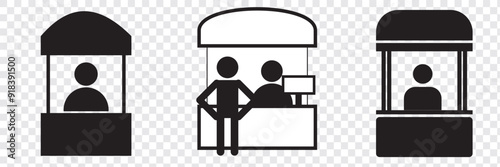 Sales booth vector icon, promo stand symbol. flat style. sales booth icon template black for your web site design, logo, app, UI. stand symbol. promo stand sign. EPS 10.