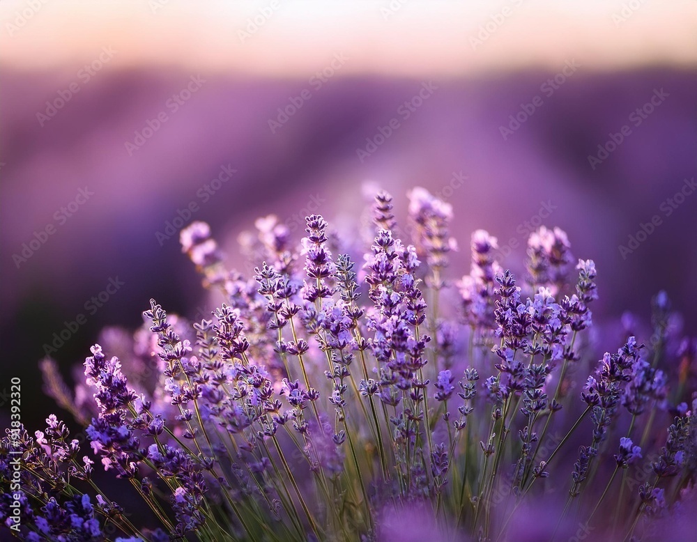 Fototapeta premium sunset lights on lavender farm