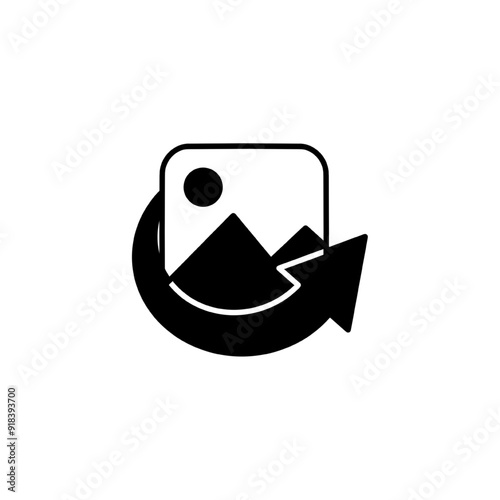 send image icon, gallery icon with arrow, eps vector illustration, isolated on white