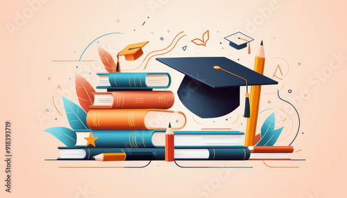 graduation cap and diploma