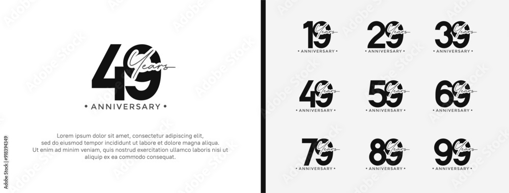 anniversary logo style set with black color can be use for celebration moment anniversary logo style set with black color can be use for celebration moment