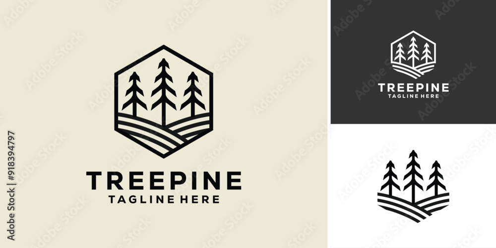 Pine tree natural plant line art logo vector minimalist illustration design Pine tree natural plant line art logo vector minimalist illustration design