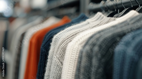 Colorful Sweaters on Display in a Retail Store