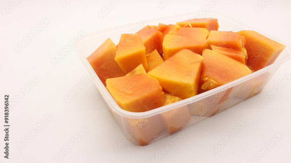 Papaya fruit that is ripe and cut Papaya fruit that is ripe and cut