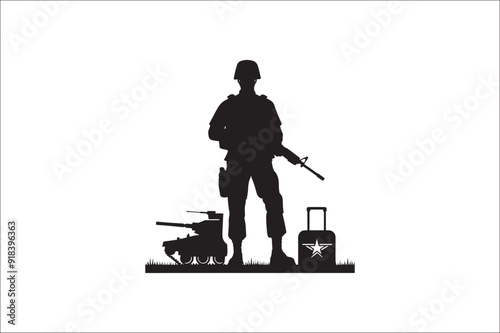 Silhouettes of Army Combat Soldiers, soldiers Vector bundle, Silhouette, Veteran Soldier vector. 