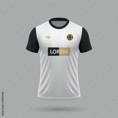 3d realistic soccer jersey in Valencia style, football shirt template 2024
