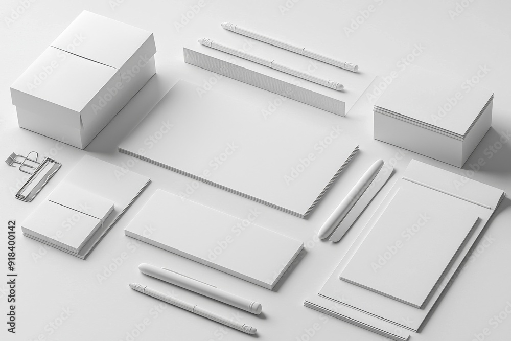 Realistic blank stationery set mockup isolated created with generative ai Realistic blank stationery set mockup isolated created with generative ai