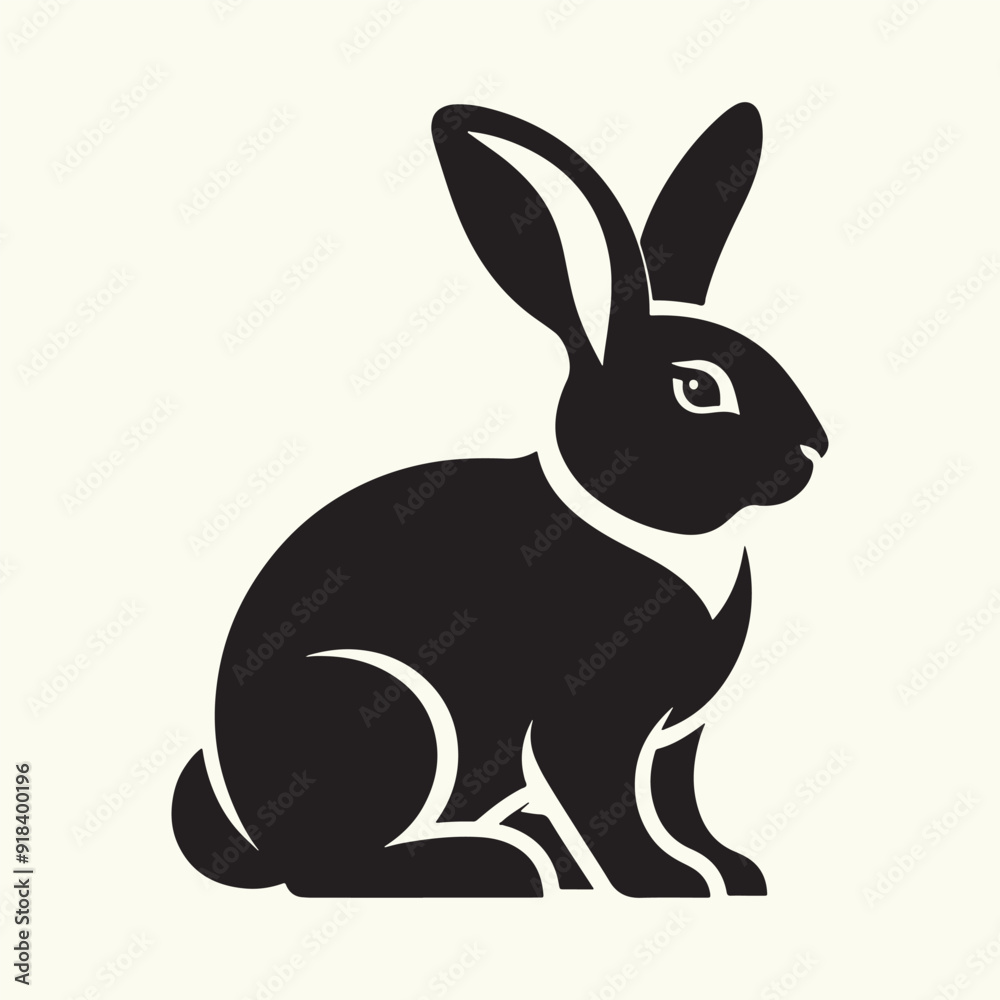 Fototapeta premium Bunny black silhouette Illustration Vector