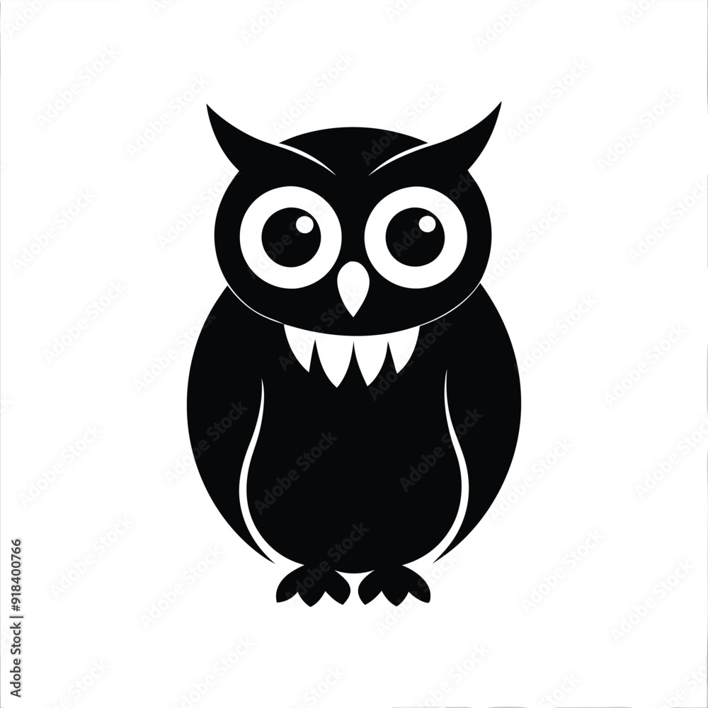 Owl silhouette vector art illustration on a clean white background, ideal for prints and designs. Owl silhouette vector art illustration on a clean white background, ideal for prints and designs.