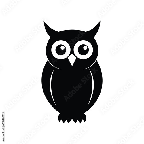 Owl silhouette vector art illustration on a clean white background, ideal for prints and designs.