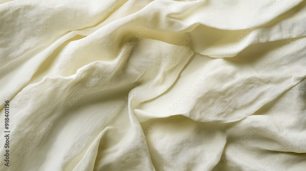 A close-up view of a white, wrinkled fabric. The fabric appears to be crumpled or creased in various directions, creating a textured surface. The wrinkles are more pronounced in certain areas A close-up view of a white, wrinkled fabric. The fabric appears to be crumpled or creased in various directions, creating a textured surface. The wrinkles are more pronounced in certain areas