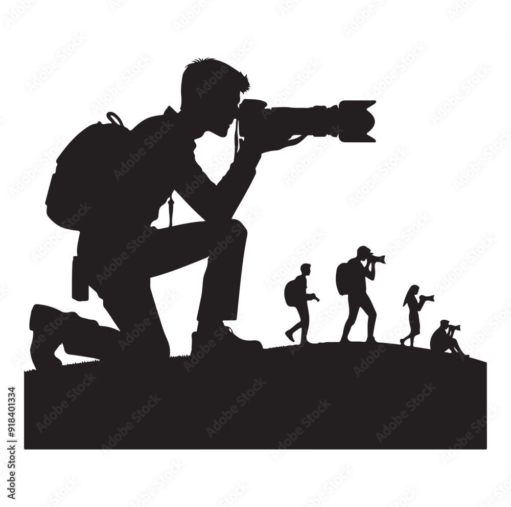 Naklejka premium Photographer illustration silhouette isolated on transparent.