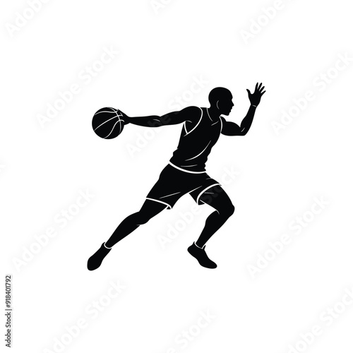 basketball player silhouette isotated on white background.