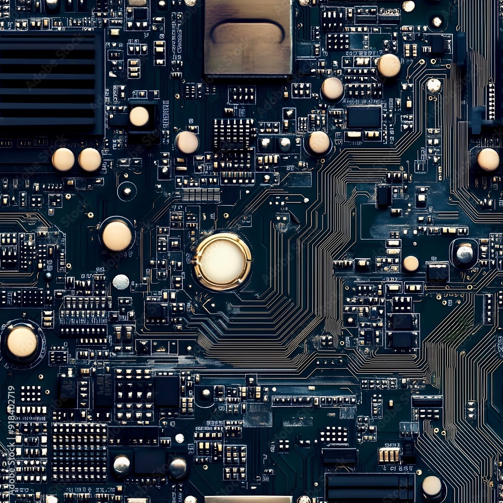 Fototapeta premium electronic circuit board seamless tile background